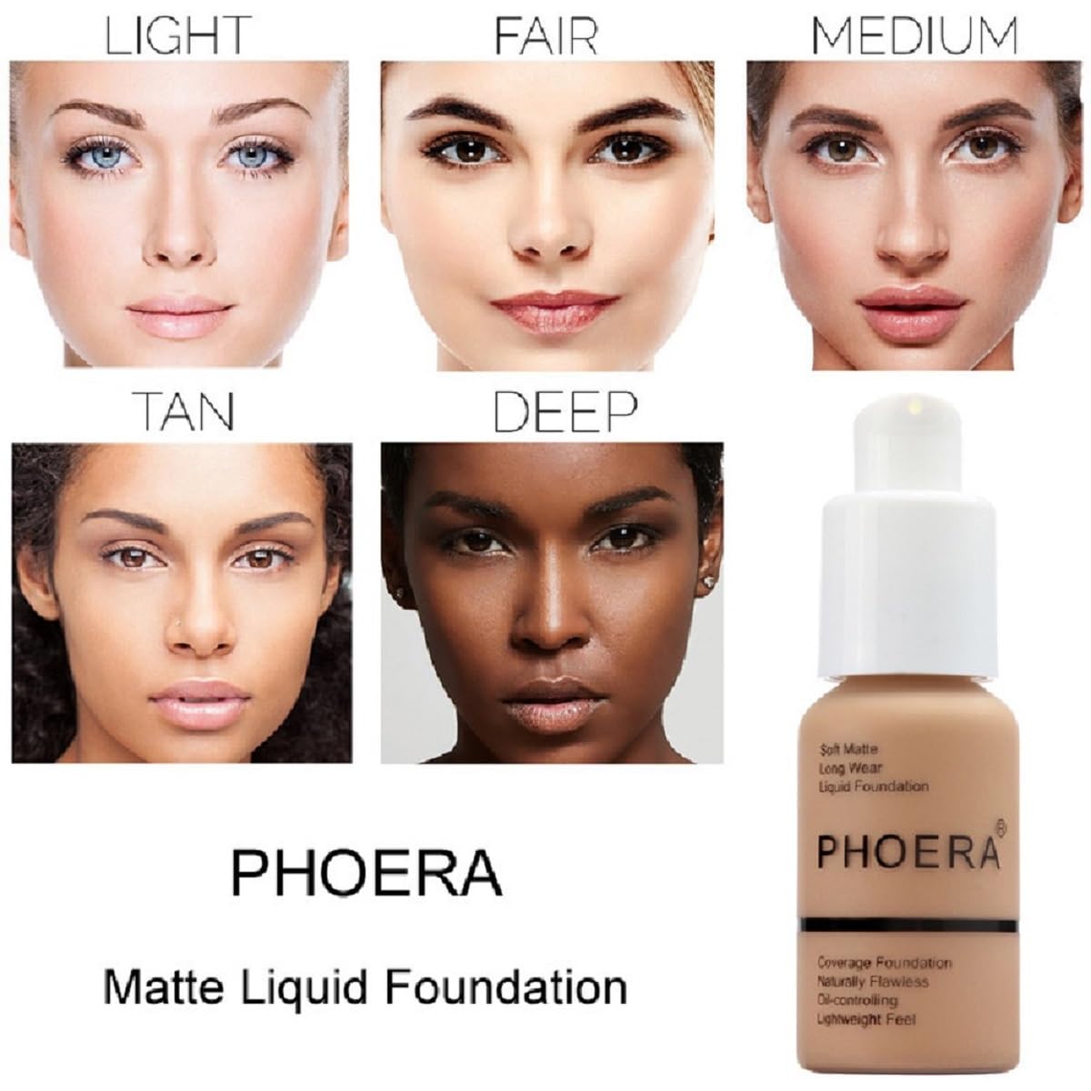 2 Pack PHOERA Foundation, Flawless Soft Matte 24HR Oil Control Full Coverage Foundation Makeup for Women.102 Nude-30m - Image 3