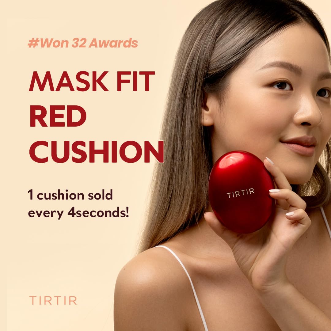 TIRTIR Mask Fit Red Cushion Foundation | Japan's No.1 Choice for Glass skin, Long-Lasting, Lightweight, Buildable Coverage, Semi-Matte Finish, Korean Cushion Foundation (21N Ivory, 0.15 oz.(Mini)) - Image 2