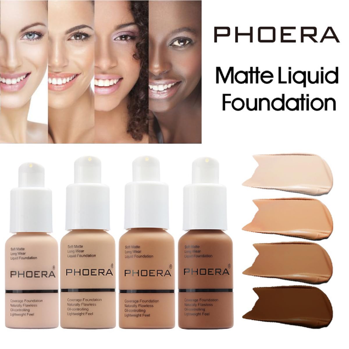 2 Pack PHOERA Foundation, Flawless Soft Matte 24HR Oil Control Full Coverage Foundation Makeup for Women.102 Nude-30m - Image 2