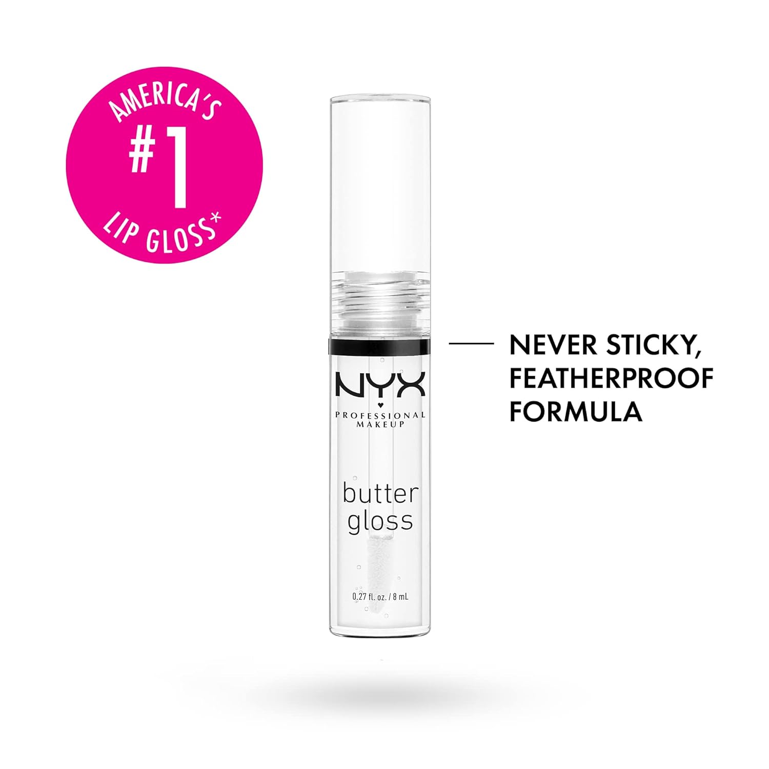 NYX PROFESSIONAL MAKEUP Butter Gloss, Non-Sticky Lip Gloss - Sugar Glass (Clear) - Image 2