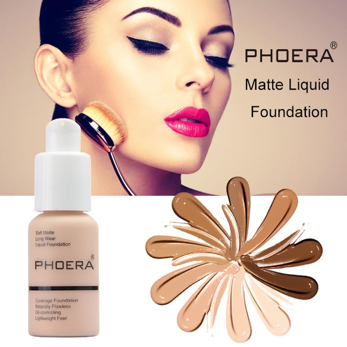 2 Pack PHOERA Foundation, Flawless Soft Matte 24HR Oil Control Full Coverage Foundation Makeup for Women.102 Nude-30m - Image 5
