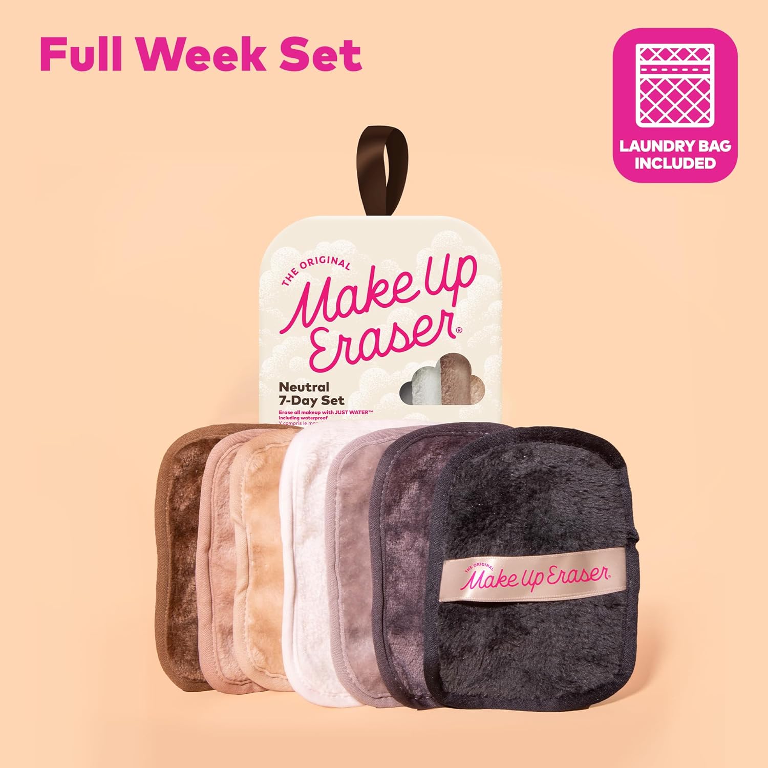 Makeup Eraser The Original, 7-Day Set, Erase All Makeup with Just Water, Including Waterproof Mascara, Eyeliner, Foundation, Lipstick, Sunscreen, and More! Neutrals, 7ct. - Image 5