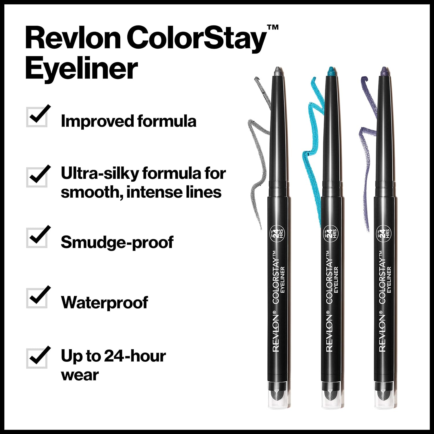 Revlon Pencil Eyeliner, ColorStay Eye Makeup with Built-in Sharpener, Waterproof, Smudge-proof, Longwearing with Ultra-Fine Tip, 201 Black, 2 Pack - Image 3